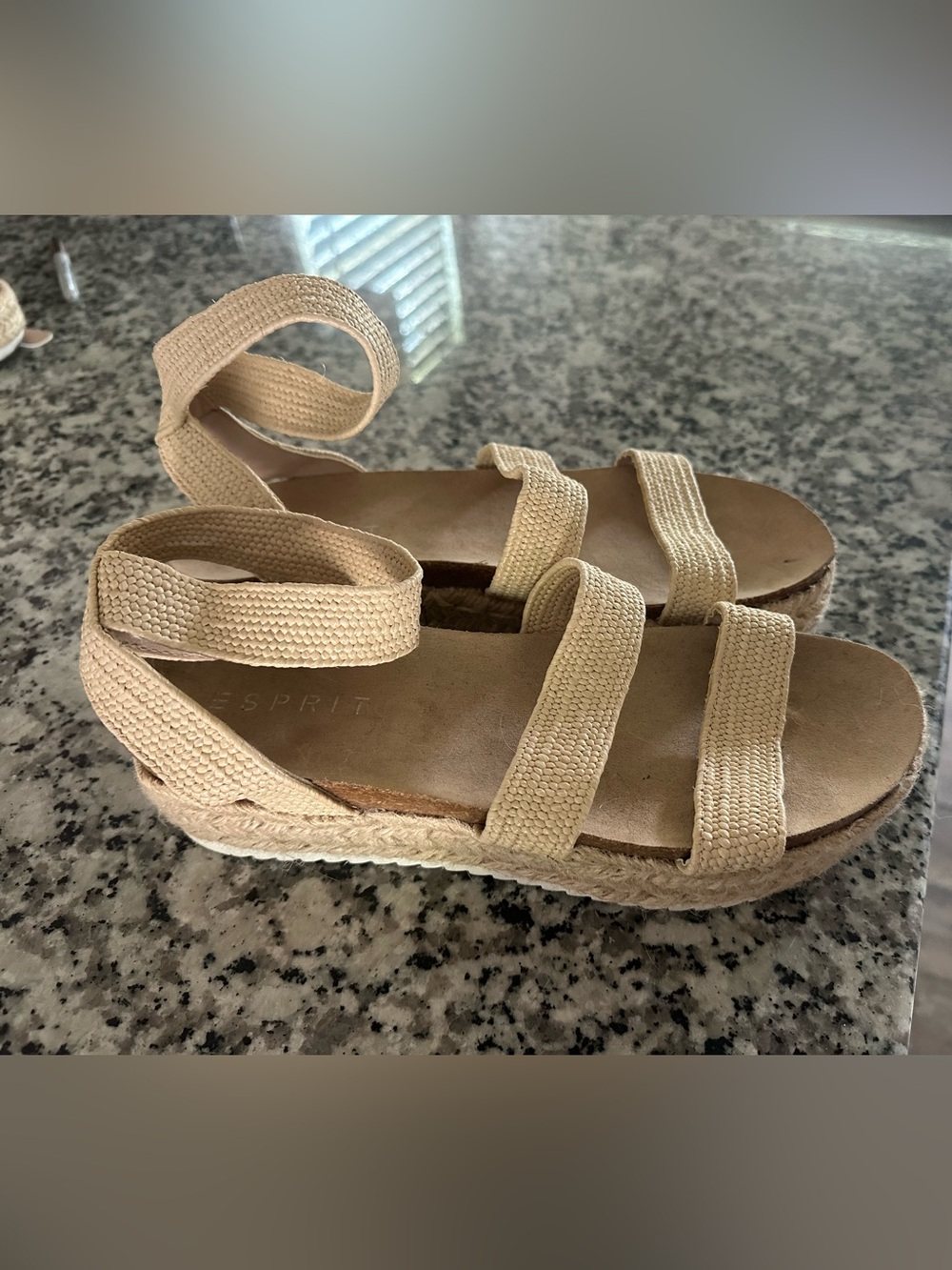 Esprit Beige Woven Espadrille Platform Sandals
